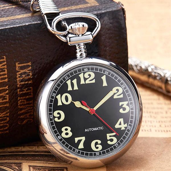 Luxus Splitter Mechanische Taschenuhr Leucht Hände Männer Frauen Goldene Farbe Römischen Ziffern Fob Kette Russland Automatische Gute Uhr C273e