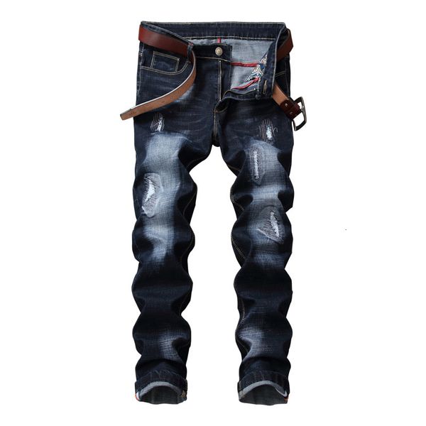 Jeans Masculino Denim Reto Desgastado Europeu E Americano Clássico Calça Longa Marca Moda 230607
