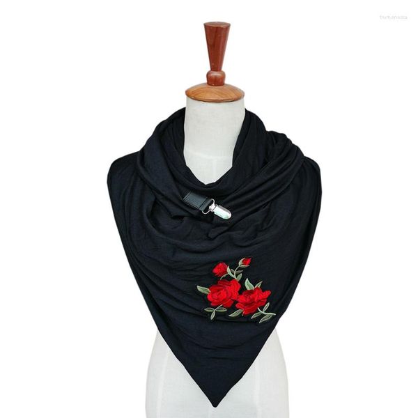 Sarffe Design вязаные женщины модные хлопковые шарф -шарф цветочный цветочный аппликация вышиваем