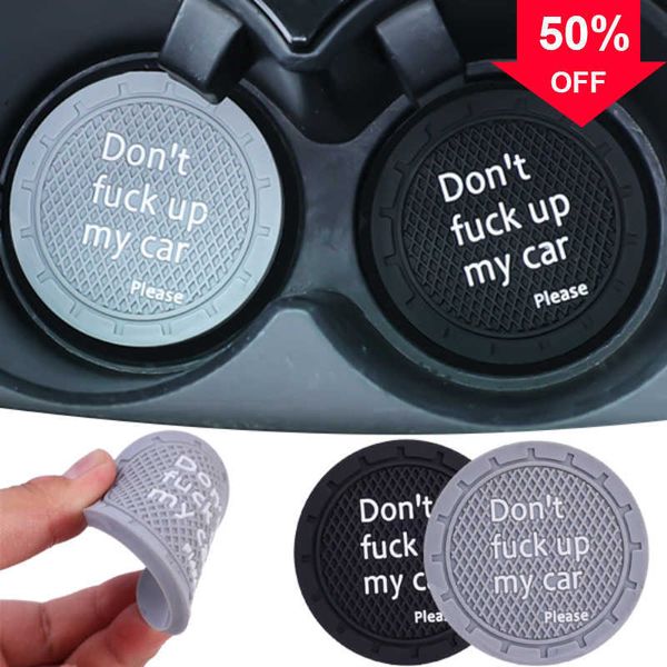 New Fashion Letter Car Anti-Slip Water Cup Pad Decoration Coaster Water Cup Mat Silicone Non-lip Cushion Auto Interior Accessories