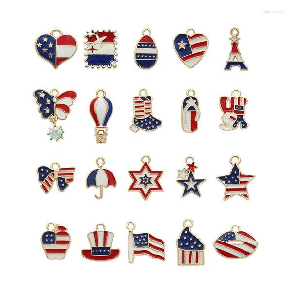 Caduta della lega di fascino DIY del pendente della stella del cuore della farfalla della bandiera americana di fascini 20PC/lot misura per i monili degli orecchini della collana del braccialetto