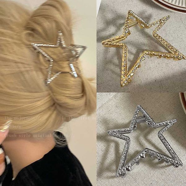 Dangle avizesi y2k estetik metal içi boş yıldız pentagram kalp saç pençeleri saç pimleri kadınlar için at kuyruğu köpekbalığı klipsli saçlar pençe pençe aksesuarları z0608