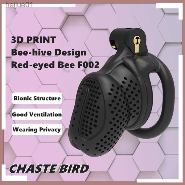 2023 NEU 3D-Druck Bienenstock-Design Atmungsaktiver Peniskäfig 2 Arten von Penisringen Keuschheitsgürtel für Männer Sexspielzeug für Erwachsene F002 L230518