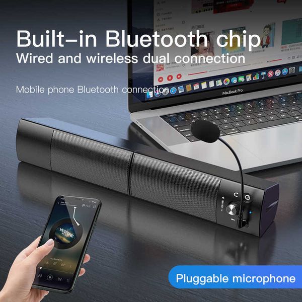 Taşınabilir Hoparlörler Bilgisayar Hoparlörleri Çıkarılabilir Bluetooth Hoparlör Çubuğu Surround Sound Subwoofer Bilgisayar USB Kablolu Müzik Çalar
