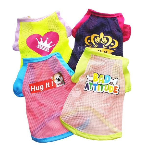 Roupas para cachorros estampadas fofas para animais de estimação de verão camiseta roupas para cachorros roupas para gatos de estimação colete camiseta de algodão fantasias de pug para cães pequenos 230608