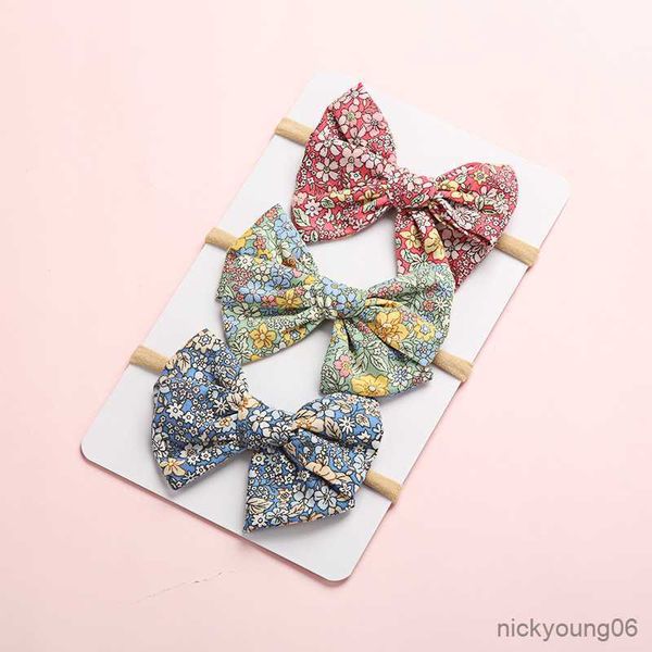 Haarschmuck 3 Stück Sets Baby Mädchen Bögen Stirnband Dehnbare Kinder Stirnbänder Print Säuglingshaarband Weiches Kleinkind Bandeau R230608