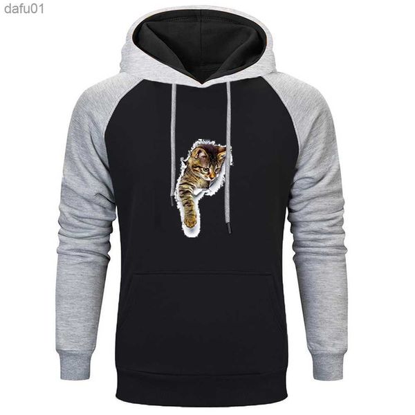 Divertente Anime Mens Raglan Top Felpe con cappuccio The Cat Out Of The Wall Felpa giapponese Hombre Hoddies Uomo Streetwear Abbigliamento uomo L230520