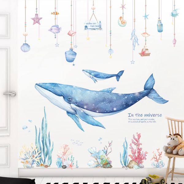 Cartone animato Dreamland Wall Sticker per camerette Nursery Wall Decor Adesivi per piastrelle in vinile Adesivi murali balena impermeabili Decorazioni per la casa