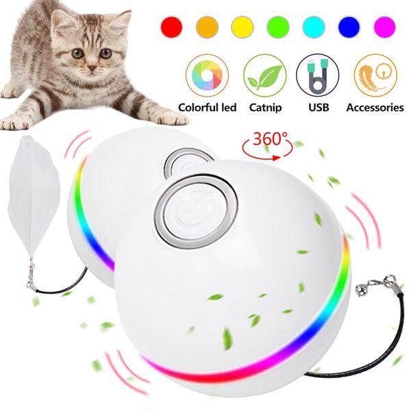 Brinquedos para gatos inteligentes Brinquedos elétricos USB para animais de estimação Roller Ball Cat LED Rolling Flash Ball Toy Automatic Rotating Toy for Cat Dog Kids