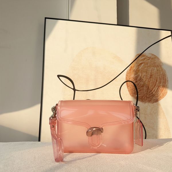 Pvc transparente Jelly Bag Bolsa de ombro Designer Handbag Transparente Summer Cross Body Pulse Alta qualidade Flap Messenger Bags Letter Hardware Fivela Clutch