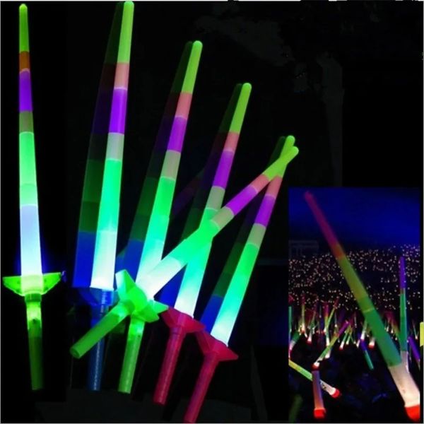 Bastoncini luminosi telescopici Flash Light Up Toy Spada fluorescente Concerto Attività Puntelli Natale Carnevale Light Stick Giocattoli decorazione