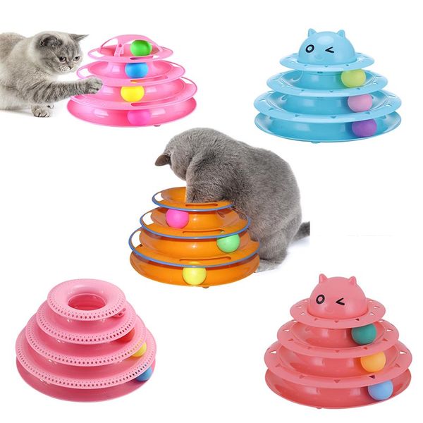 3 Ebenen Katzenspielzeug, Katzenspielzeug, Intelligenz, Triple Play Disc, Katzenspielzeugbälle, Cat Crazy Ball Disk, interaktives Spielzeug für IQ-Training