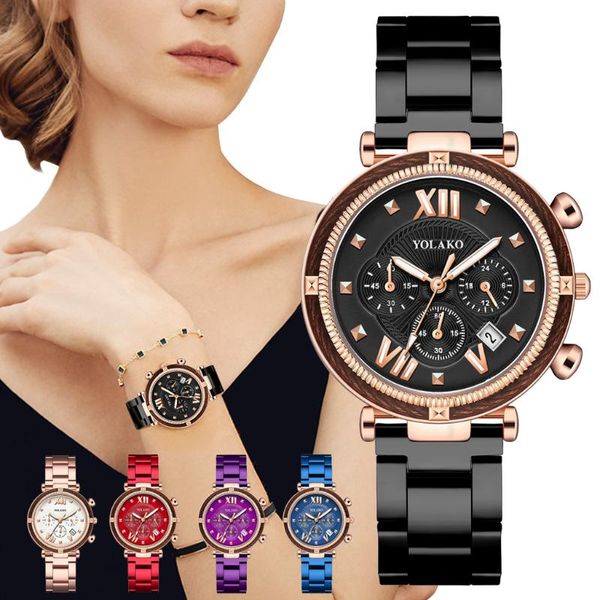 Orologi da polso Donna Famoso orologio di lusso da donna Quarzo oro rosa per calendario Orologi casual in acciaio inossidabile Relogio Feminino