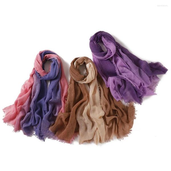 Шарфы модный Crinkle-Tie-Dye Chotch Hijab Scarf Women Gradient бахронный платок Исламский головой