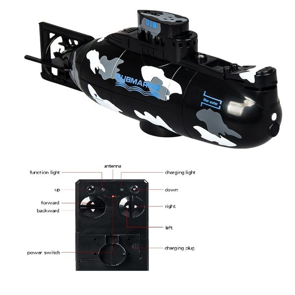 Barcos RC Elétricos Rádio RC Submarino 6 Função Mini Controle Remoto Elétrico Lancha Explosão Batalha Militar Garoto Prova de Diversão de Verão 230607