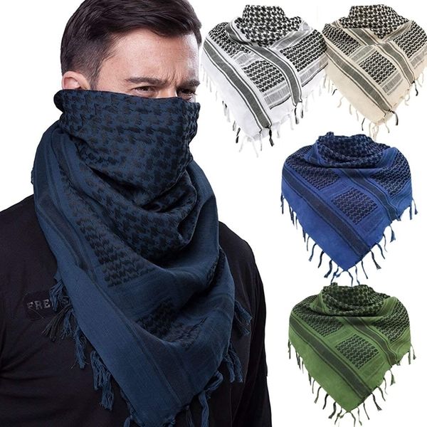 Moda yüz maskeleri boyun gaiter taktik av atkı askeri shemagh taktik çöl keffiyeh baş boyun atkı püskül ile 43x43 inç 230607