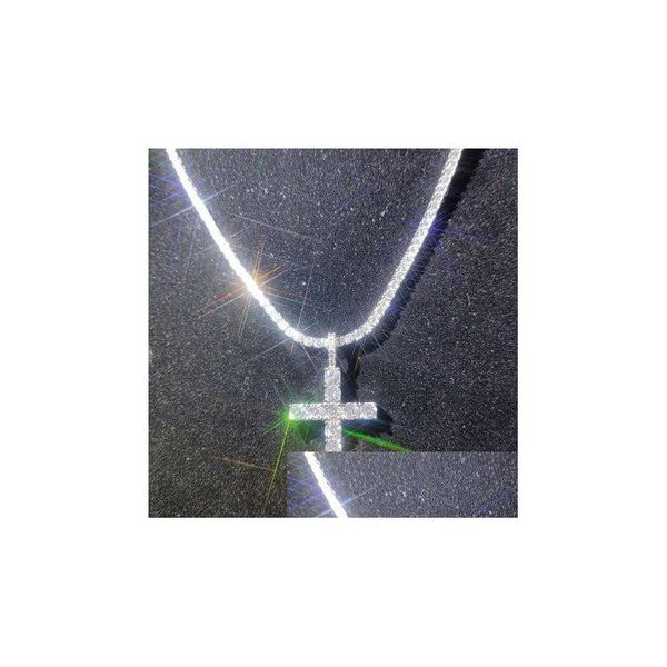 Colares com Pingente Cruz de Diamante Colar Banhado a Platina Jóias Religiosas Para Casais Amantes Homens e Mulheres Pingentes Drop Delivery Dh58A