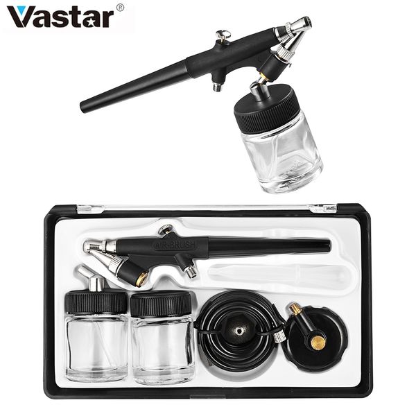 Pistolas de pulverização 138 Tipo Kit de aerógrafo Mini conjunto de escova de ar de ação única Siphon Feed 0,8 mm Pistola de pintura com mangueira 22cc Copos de fluido para maquiagem Hobby 230607