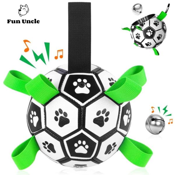 Giocattoli per cani Pallone da calcio con cinturini, Giocattoli interattivi per cani, Giocattolo acquatico per cuccioli di cane, Palline luminose per cani che si illuminano al buio