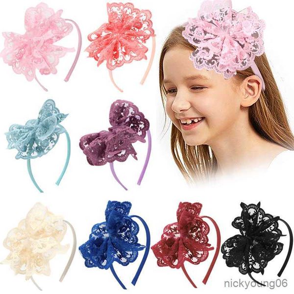 Accessori per capelli Big Bow Ribbon Headband Girls Pink Hoop Headwear Baby Floral Hairband Child Photo Tools R230608