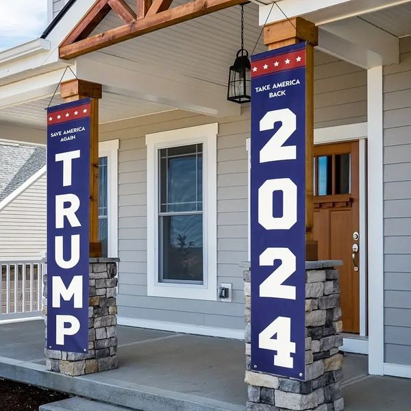 2 pezzi, Trump 2024 Flag Take America Back Save America Again Grandi striscioni Portico esterno Cortile Segno Porta da giardino Striscione decorativo da parete - Decorazioni per interni/esterni