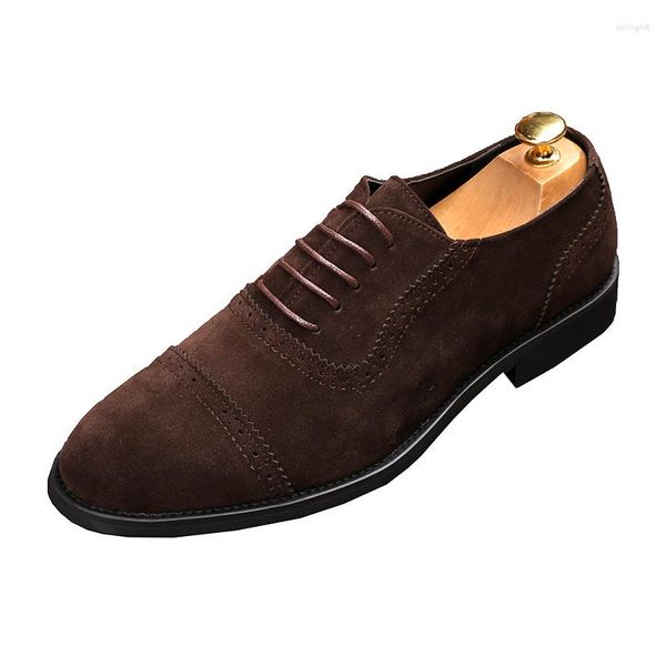 Sapatos sociais Marrom Frosted Brogue Masculino Estilo Britânico Negócios Casual Casamento Casamento Homem Elegante Primavera Outono