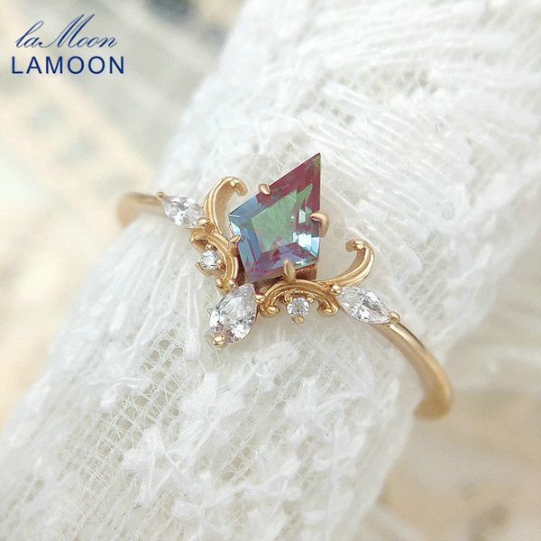 Anéis de casamento Lamoon Court Vintage Court Bijou Crown Ring For Women Alexandrite 925 Sterling Silver Gold Plated Jewelry Acessórios 230608