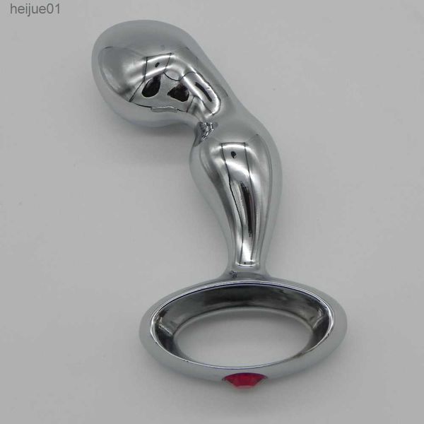 Gancho anal de liga de zinco cromado de alta qualidade Happygo com anel de metal plug anal anal brinquedos sexuais produtos para adultos 645 L230518