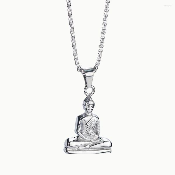 Anhänger Halsketten Buddha Shakyamuni Statue Halskette Für Männer Junge Hip-Hop Edelstahl Männlich Glück Amulett Schmuck