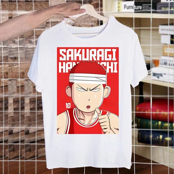 Camiseta Masculina Anime Slam Dunk T-Shirt Masculina Sakuragi Hanamichi Kaede Rukawa Cartoon T-shirt Clássica Manga Japonesa Feminina Manga Curta 230607