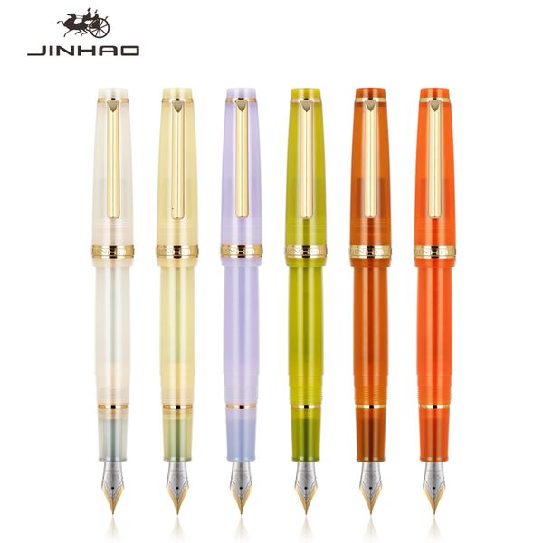 Фонтановые ручки Jinhao 82 DIY Transparency Pen Акриловые чернила Spin Golden Eff nib Elegante Business School Suppors Написание 230608