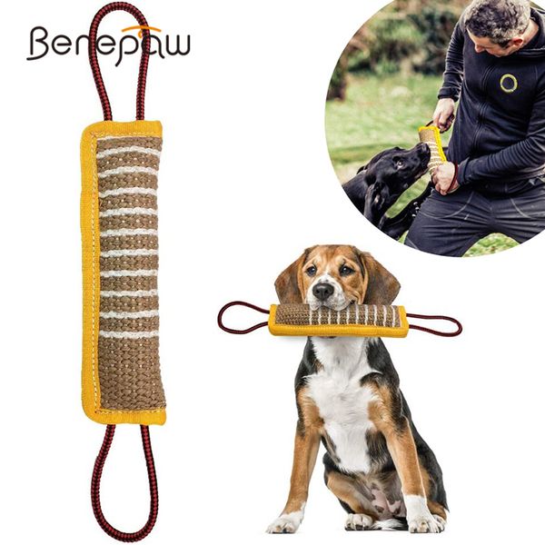 Benepaw Durable Dog Tug Toy 2 Strong Handles Interactive Pet Toys For Small Large Dogs Jute Bite Pillow Puppy Training Play Game