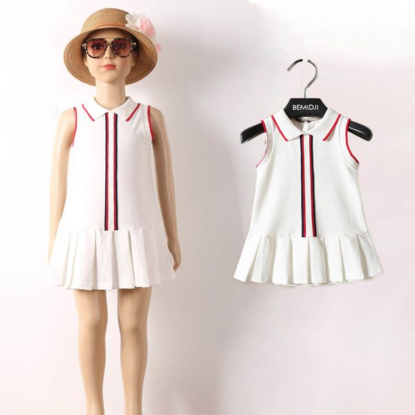 Mädchen Kleider Sommer 1-12 Jahre Kind Adrette Weiße Baumwolle Farbe Patchwork Schleife Plissee Kleid Für Kinder Baby Mädchen Markendesign 230608