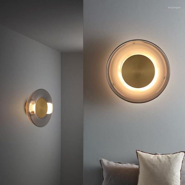 Lâmpada de parede led postmodern designer lâmpadas de vidro para sala de estar quarto decoração nórdica luminárias de loft em casa luz de cabeceira