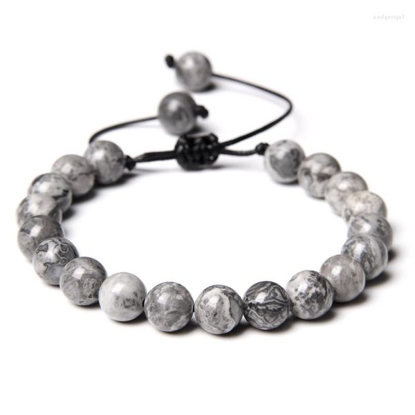 Braccialetto di perline intrecciato filo 8mm naturale bianco nero agate pietra di quarzo perline regalo delle donne degli uomini gioielli di moda all'ingrosso