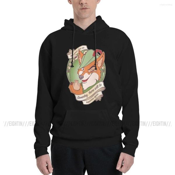 Moletons masculinos Casal Fino Fleece Sweatshirt Men Keep Your Chin Up Algodão Purificado Robin Cartoon Peludo Com Capuz Exclusivo