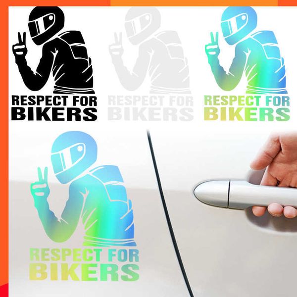 Nuovo RISPETTO PER I MOTOCICLISMI Adesivi 3D in vinile Auto Moto Bici Laser Riflettenti Decalcomanie Auto Decorazione del corpo Adesivi divertenti 15x11CM