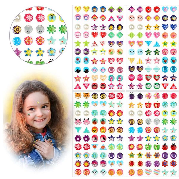 Adesivi giocattolo per bambini 60180300Pcs Orecchini adesivi Gemme 3D Adesivi Glitter Sparkle Crystal Stickers Bastone autoadesivo su orecchini per ragazze Bambini 230608