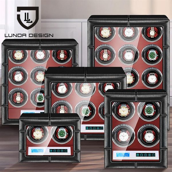 Automatischer Uhrenbeweger, Uhrenbox aus Leder mit Mabuchi-Motor, Touchscreen und Fernbedienung. Uhrenbewegerbox215q