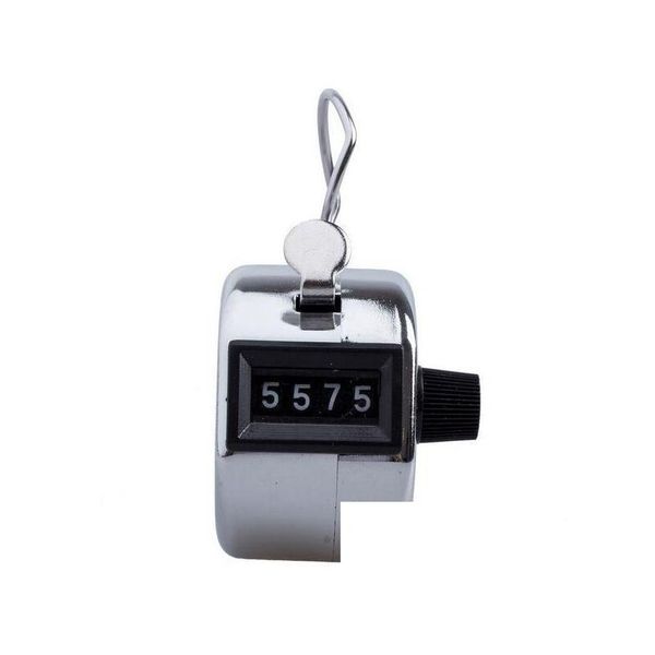 Counters Digits Stainless Professional 4-stelliger tragbarer Tally-Zähler, manueller Palm-Clicker, Nummernzählung, Golf-Drop-Delivery-Büro Dhmht