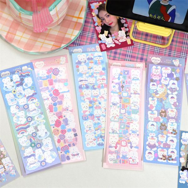 Blocchi per appunti Kawaii Rabbit Bear Deco Stickers Scrapbooking Decorativo Adesivo carino DIY Idol Cards Diario Album Stick Label Cancelleria coreana 230608