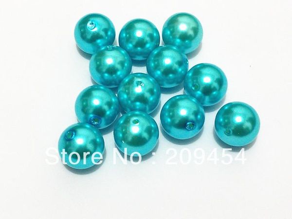 Vendita calda di cristallo 20mm 100 pz/lotto Luce Blu Chunky Rotonda Imitazione Perla Perle Acriliche Per I Bambini Creazione di Gioielli