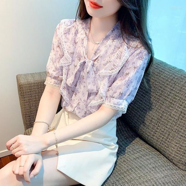 Женские блузки шифоновый флор рубашка из легкого каплет