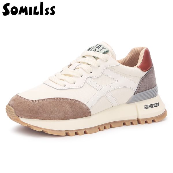 Somiliss Women Platform Sneakers Острые кожаные замшевые лотерко