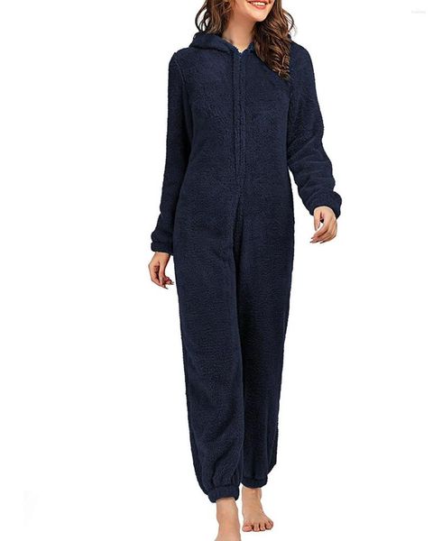 Pelliccia da donna S-5XL Pigiama da donna Autunno Inverno Ispessimento Tutina monopezzo Indumenti da notte larghi Faux Simpatico orso Tuta ispessita Casual caldo