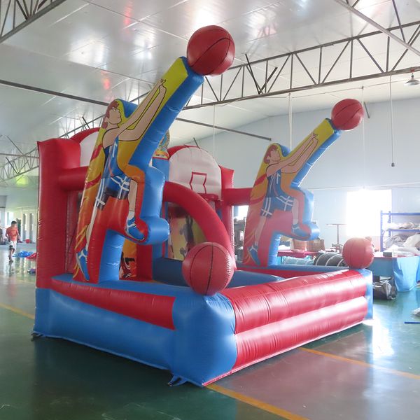 Atacado gigante inflável jogo de tiro de basquete portátil inflável cesta de basquete para festa de aniversário evento esportivo diversão para a família inclui basquete com ventilador