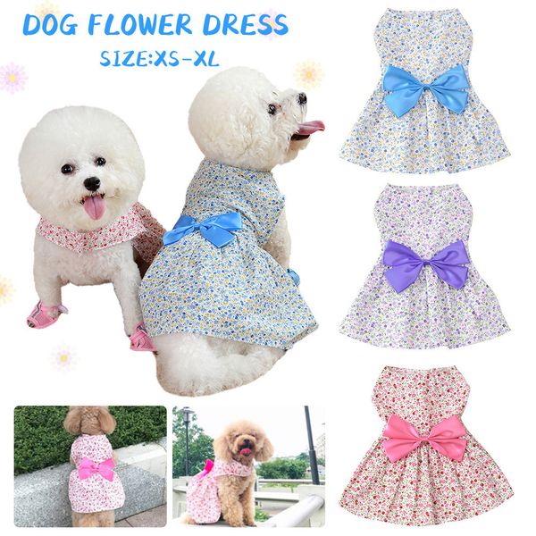 Hundebekleidung Sommer bedrucktes Haustier-Baumwollkleid Niedliche Prinzessinnenröcke für kleine mittelgroße Hunde Rock Brautkleider York Clothes 230608