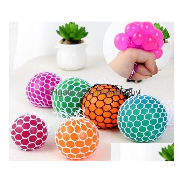 Dekompressionsspielzeug Anti-Stress-Mesh-Gesichtsentlaster Traubenball Autismus Stimmung Squeeze Relief Gesundes lustiges Gadget Entlüftungsspielzeug Geschenke Drop Del Dhy43