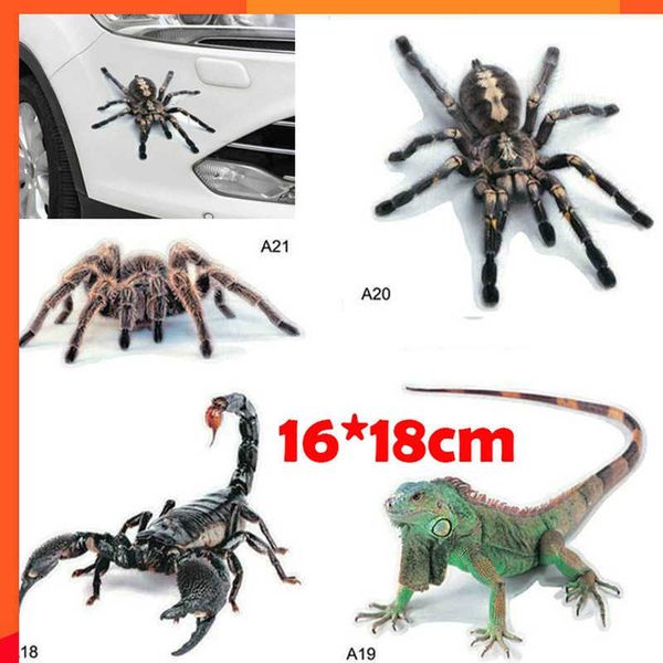 Nuovi 1/2 fogli adesivi per auto di simulazione animale 3D modello animale impermeabile adesivi per vetri per vetri auto specchietto retrovisore decalcomanie per paraurti