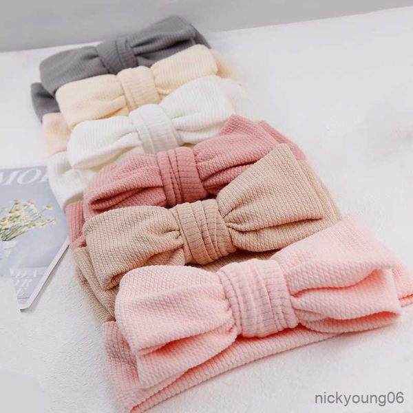 Accessori per capelli Topknot Turbante a costine Baby Bows Bands per ragazze Fascia per capelli Bandane a doppio strato Bambini Solid Headwraps Toddler R230608